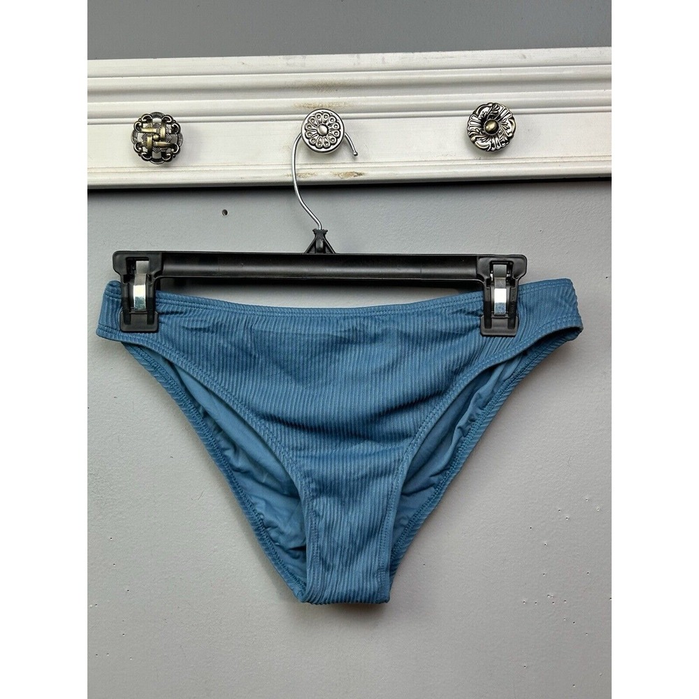 Cupshe Bikini Bottom Womens Small Blue Ribbed Low Rise Swim Brief 8676‎